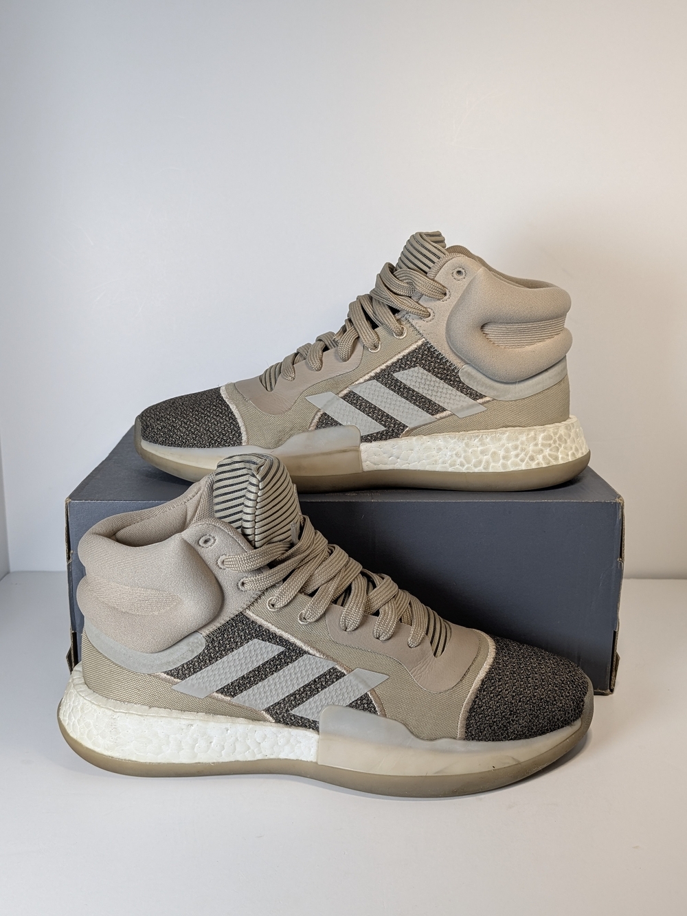 Adidas Marquee Boost Trace Khaki Tan Basketball Shoes Men's Size 9.5